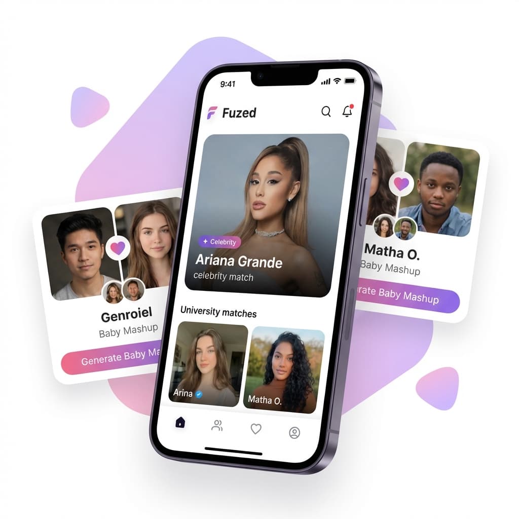 Fuzed app mockup showing dating profiles and matches